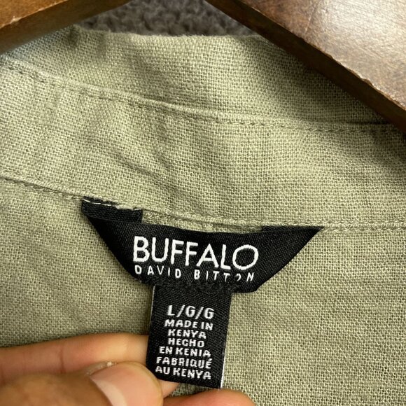 NWOT Buffalo David Bitton Women's L Short Sleeve  Linen Blend Button up Crop - Picture 7 of 9